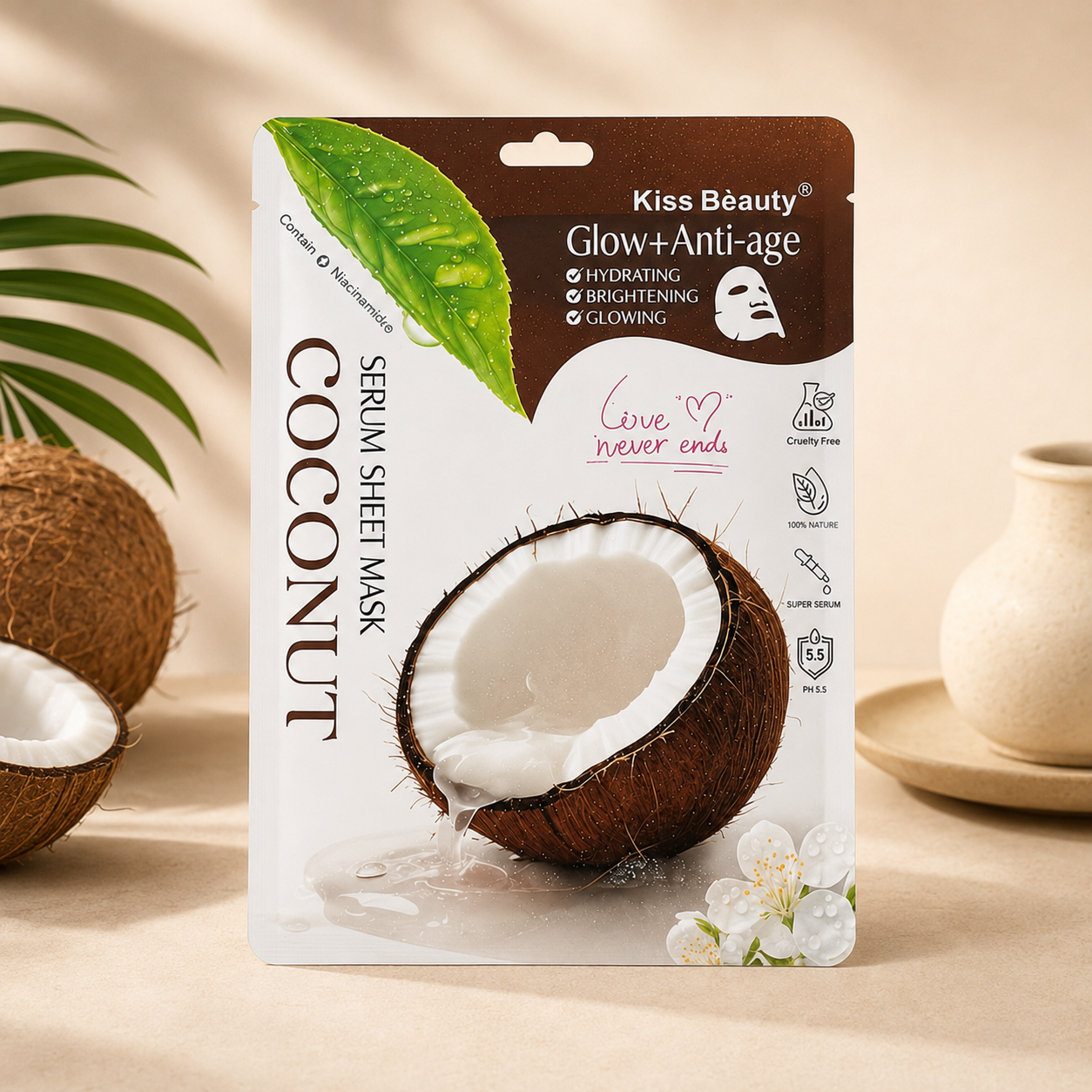 Mascarilla Facial de Coco Glow + Anti-Age – Kiss Beauty