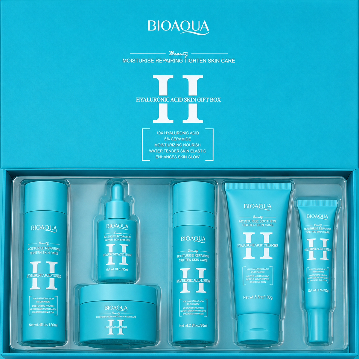 Kit Completo de Ácido Hialurónico Bioaqua – Rutina Facial de 6 Pasos