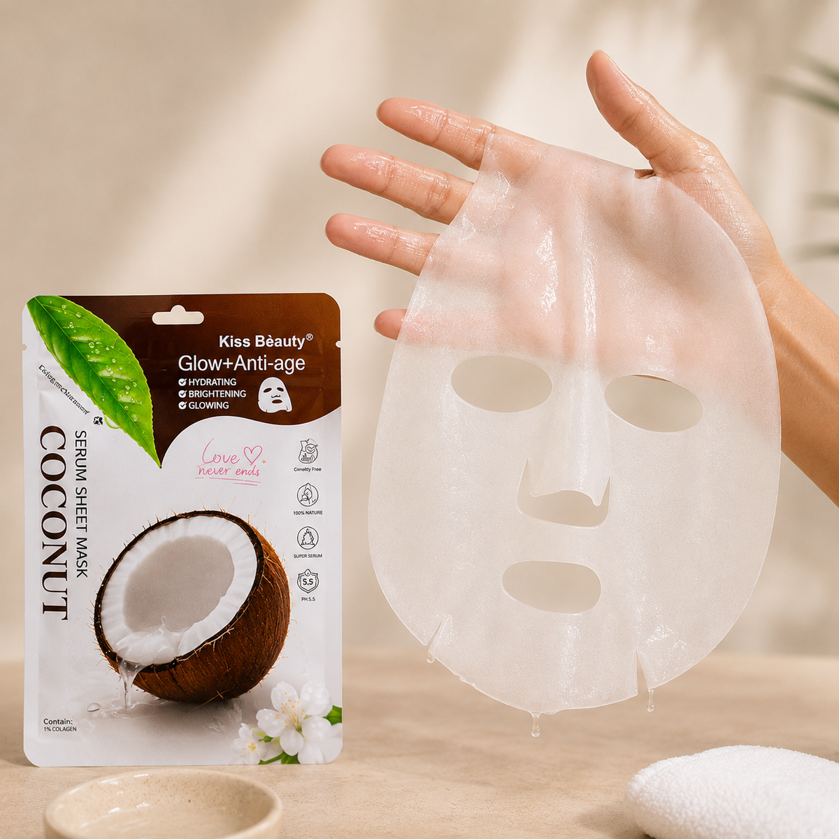 Mascarilla Facial de Coco Glow + Anti-Age – Kiss Beauty